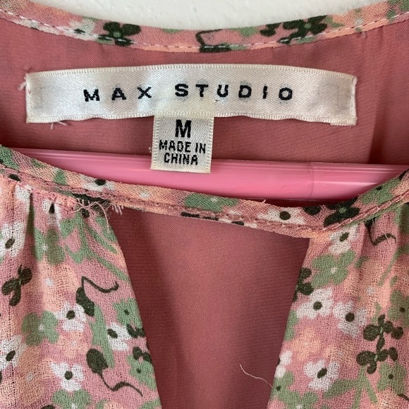 Max Studio blush floral vintage style chiffon sleeveless dress elastic waist EUC - Picture 7 of 10